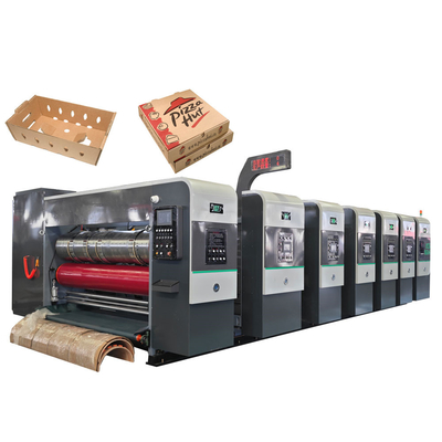 En bas Imprimer 4 boîtes ondulées de couleur Ligne de production Machine d'emballage de boîtes en carton Machine à découper à la matrice de boîte ondulée